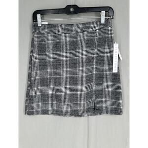 Tinseltown Skirt Womens Small Black Mini Plaid Grunge Boho Slit Academia